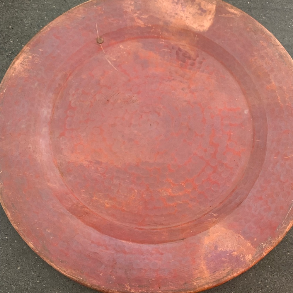 SALMON Color Copper Plate, Hammered Metal, w Variegated Colors